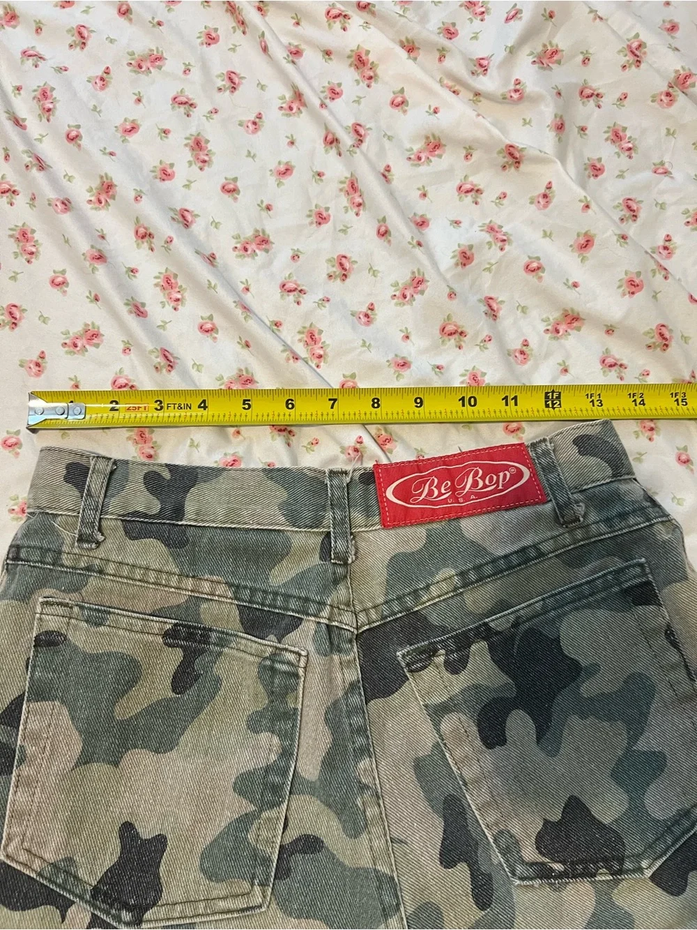 vintage camo denim shorts
